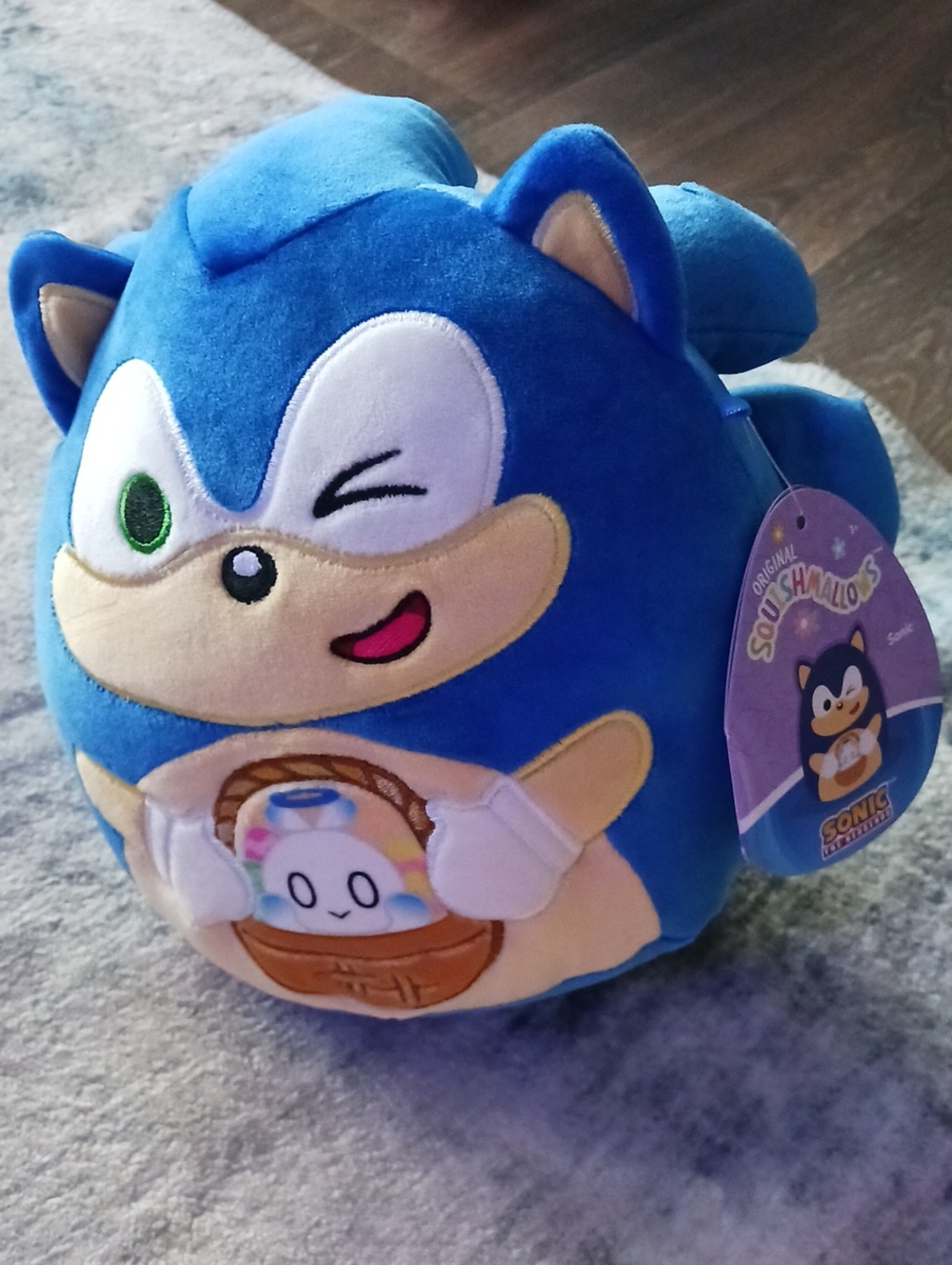 Squishmallows Official 8 Inch Sega- Sonic Holding Easter Basket With Chao